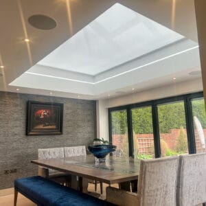 motorised zip roller roof lantern blind to home extension in southampton