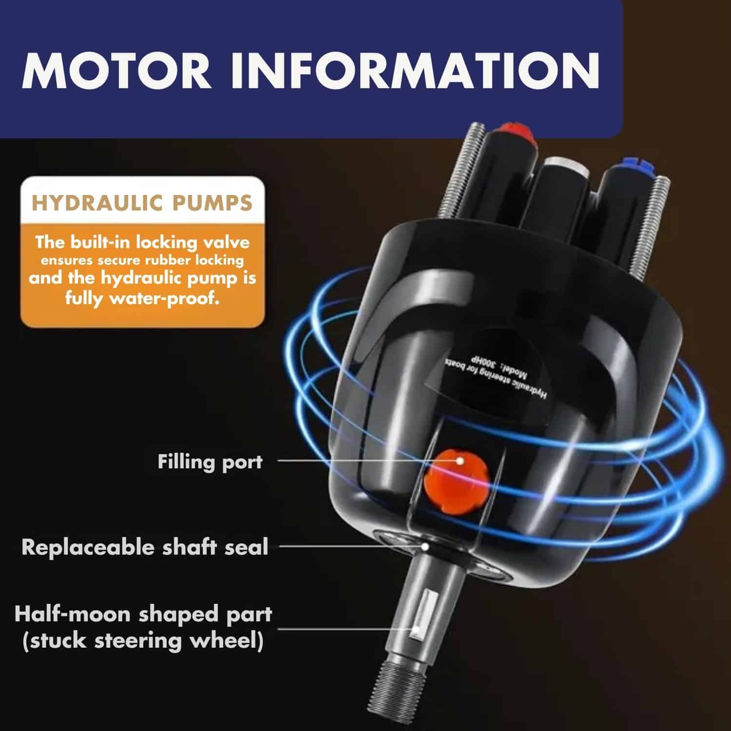 Hydraulic steering system with built-in locking valve for 90HP outboard engines. Ensures smooth, sec.