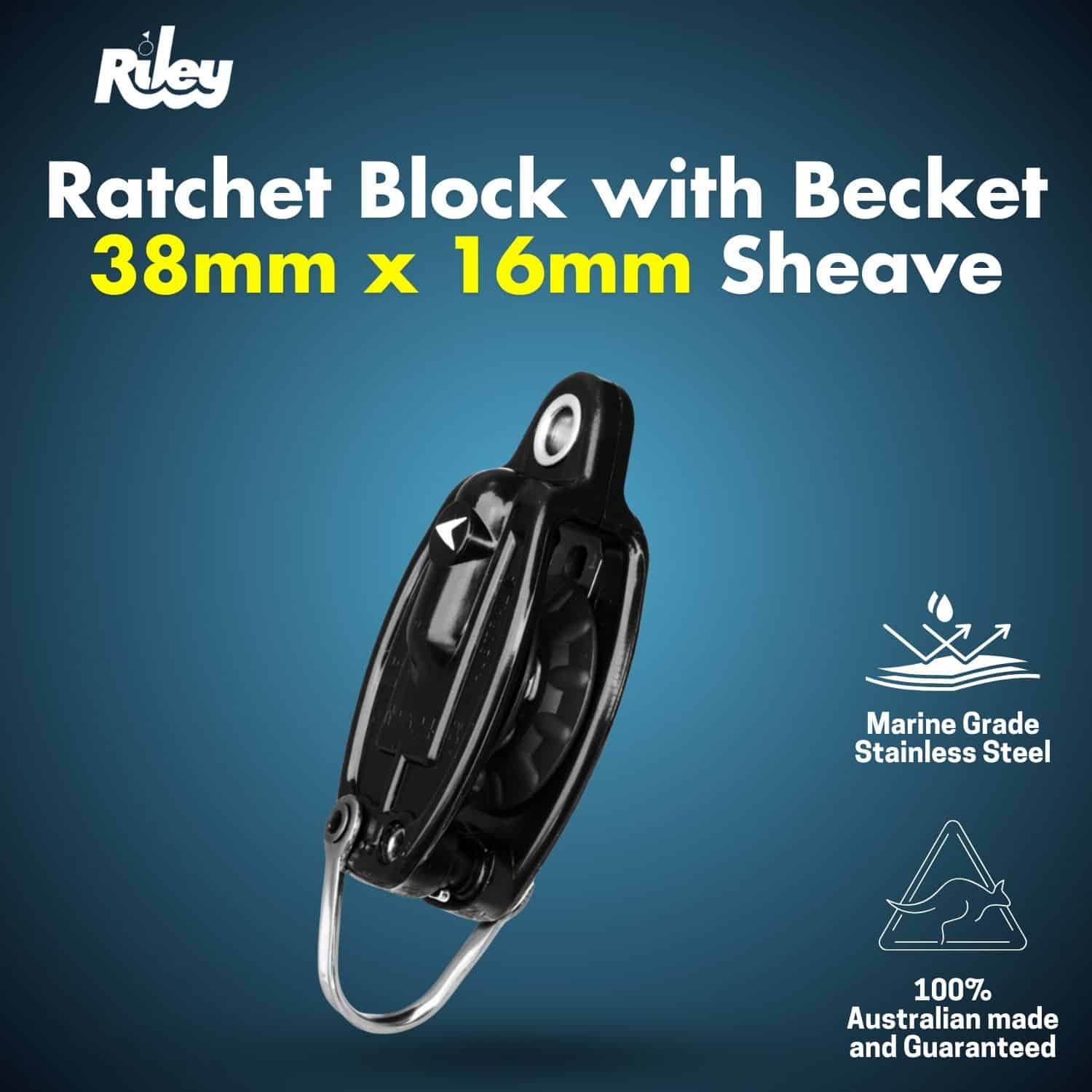 Riley Ratchet Block with Becket 38mm
