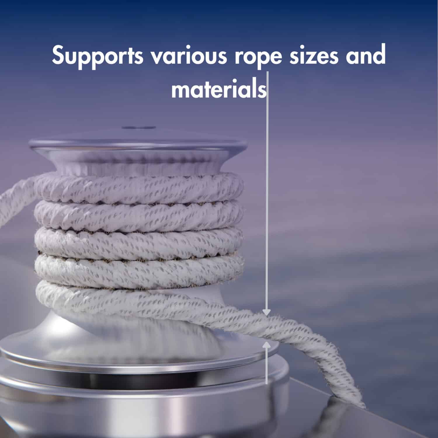 High-quality windlass VC 2500 supporting various rope sizes and materials.