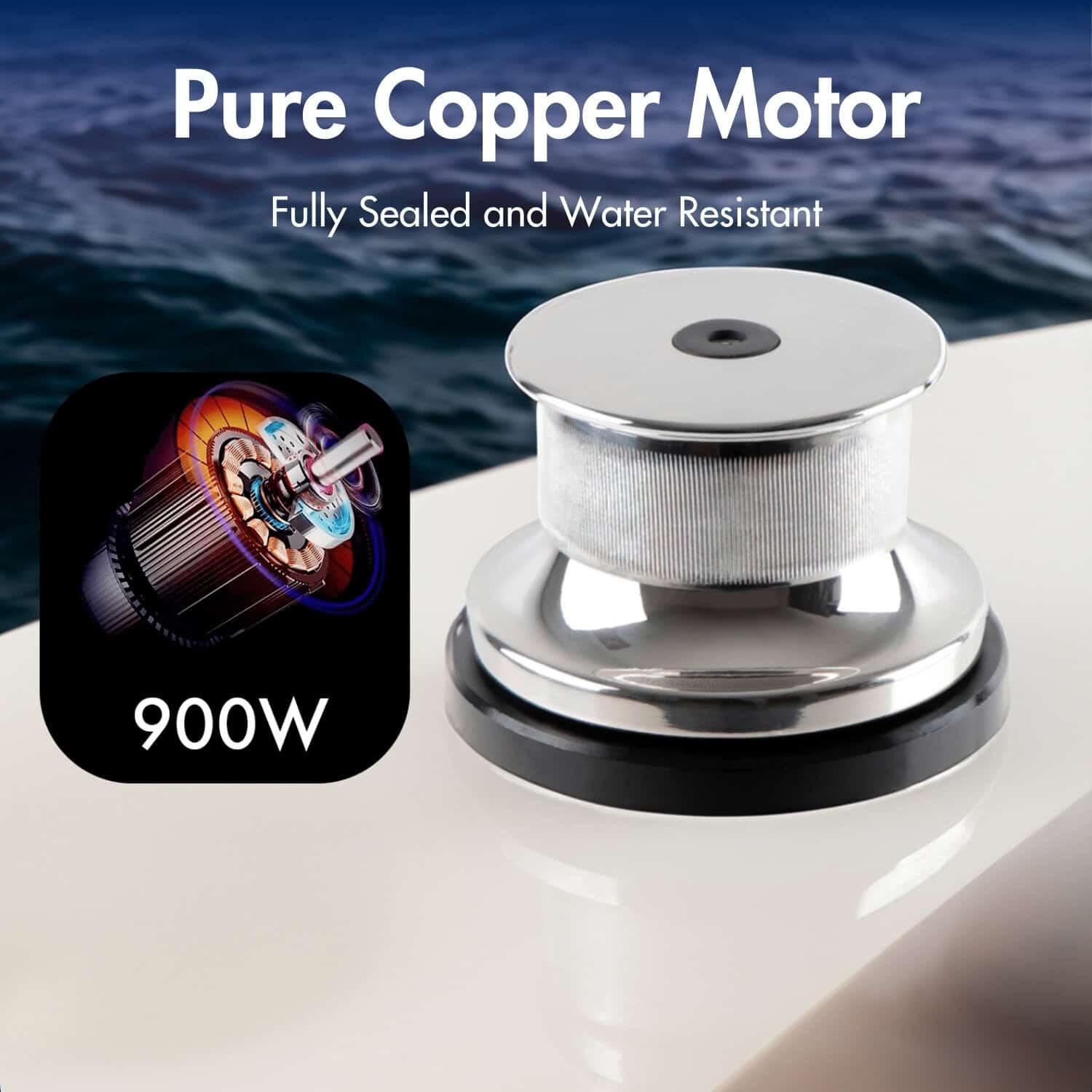 VC800 inline capstan for marine anchoring and mooring applications.