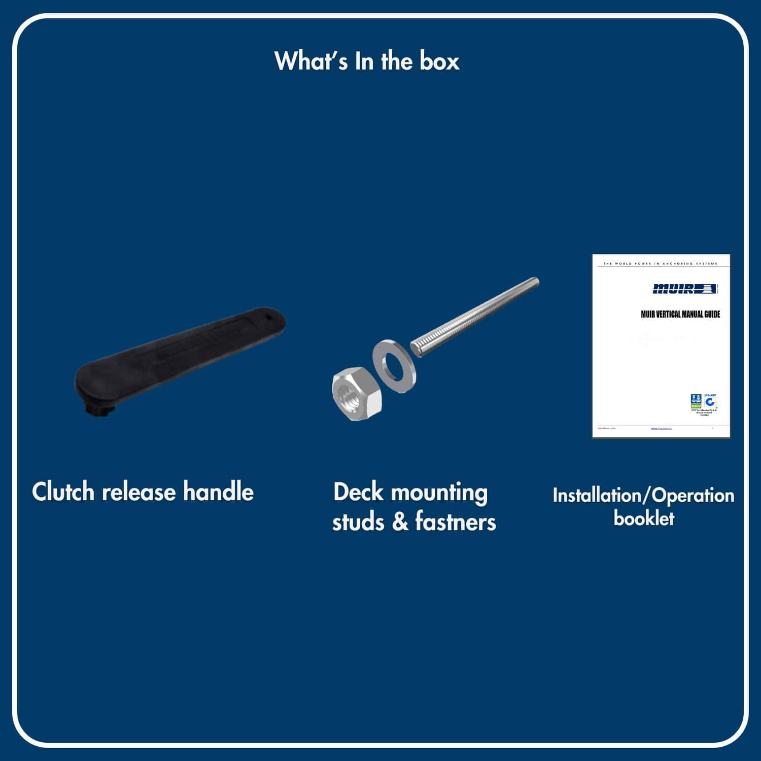 Clutch release handle for VMC500 windlass system.