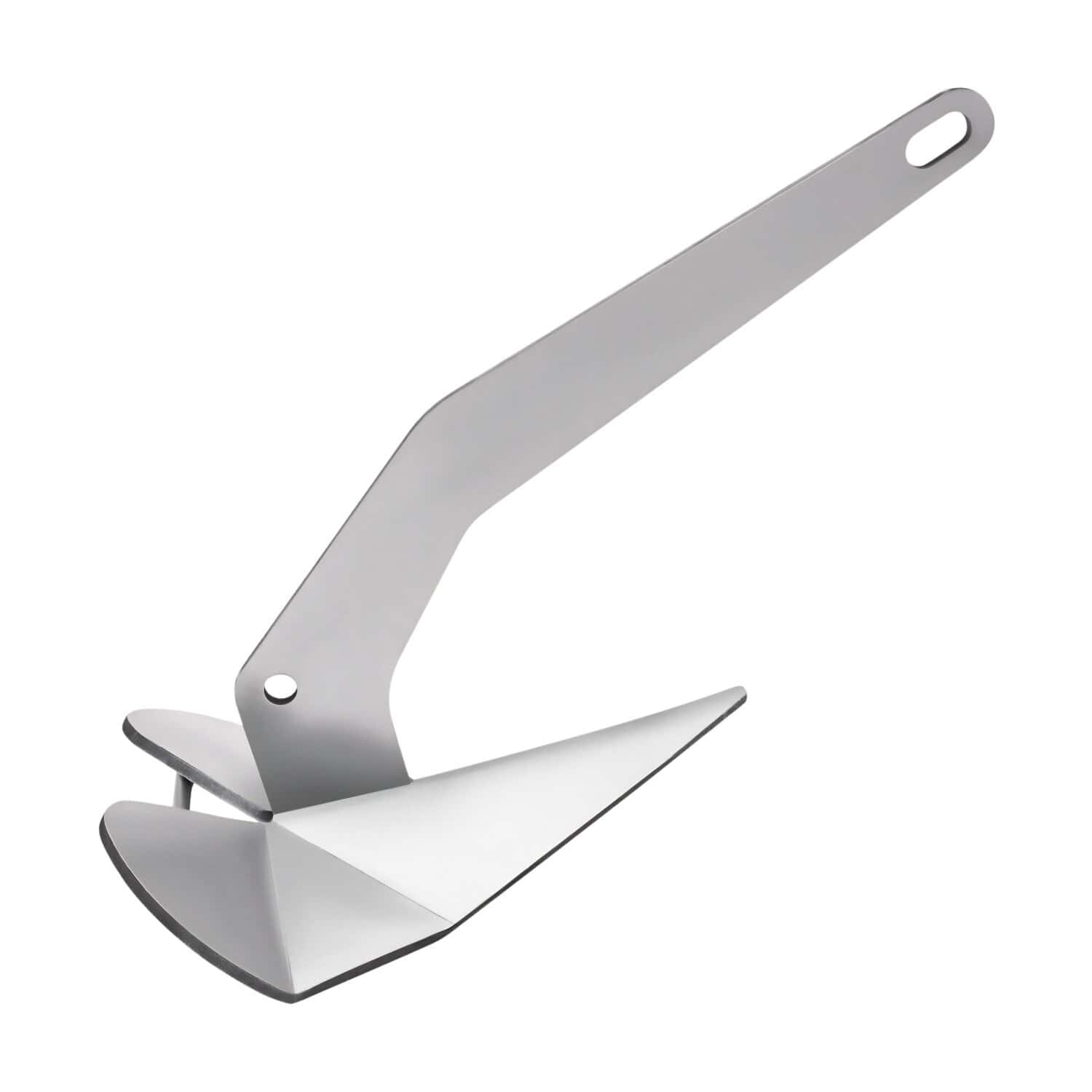 Delta one piece plough anchor in hot dip galvanised steel, photographed on a white background