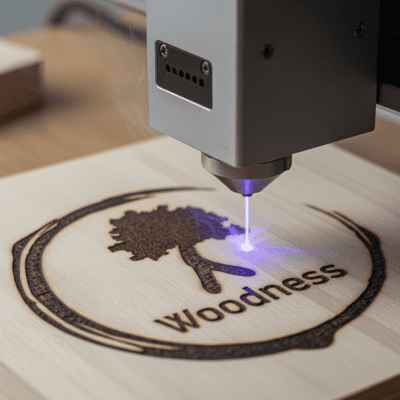 Lasergravur auf Holz mit dem woodness-Logo – individuelle Gravuren für Geschenke und Wohnaccessoires
