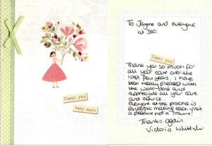 Thank you card from a 360 Dental Care patient