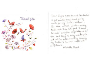 Thank you card from a 360 Dental Care patient