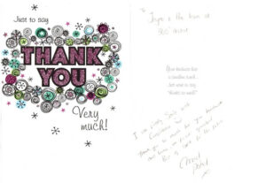 Thank you card from a 360 Dental Care patient