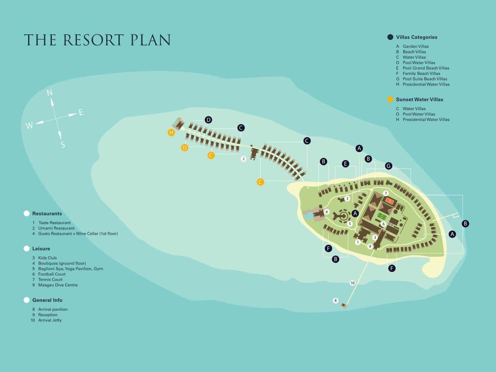 Baglioni Resort Maldives - Resort Map