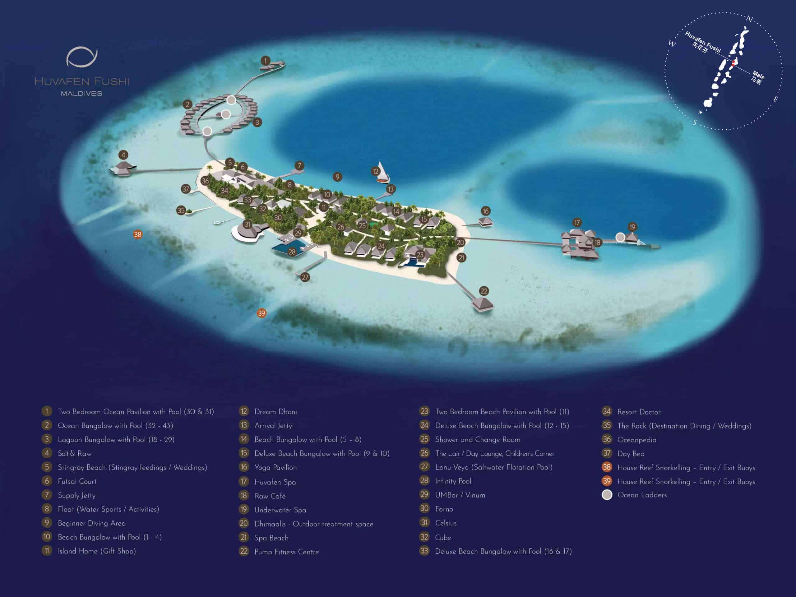 Huvafen Fushi Maldives - Map