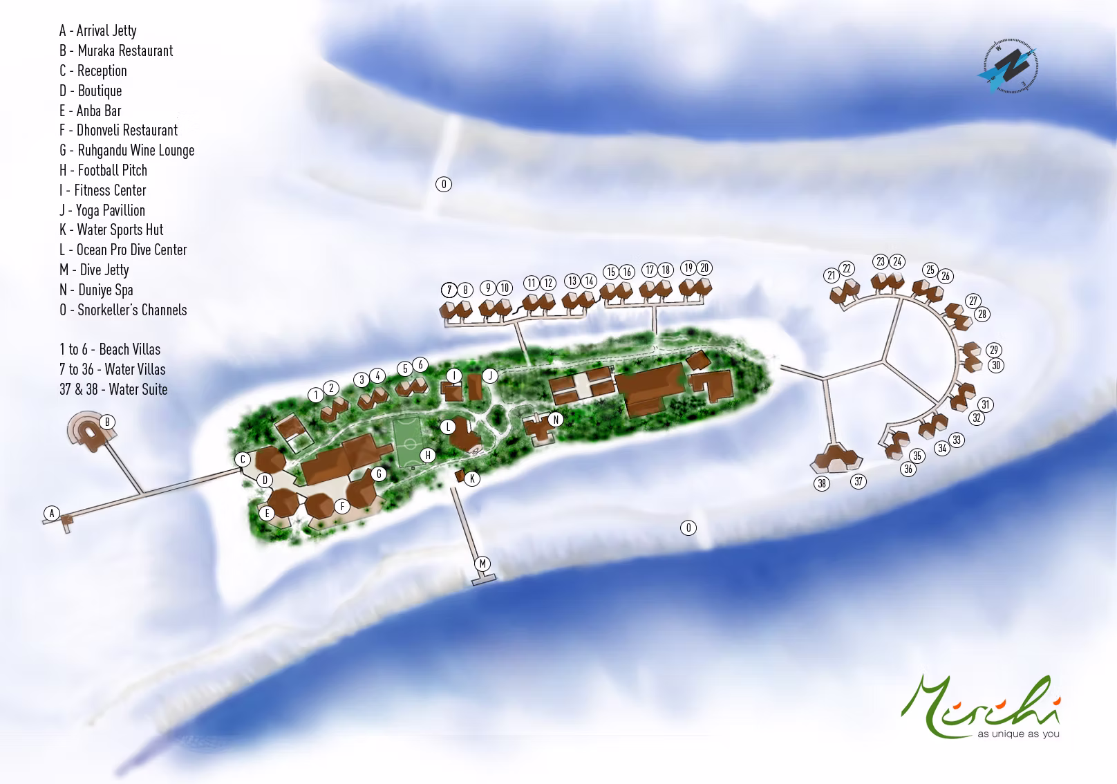 V Villas Maldives at Mirihi - MGallery Collection -Map