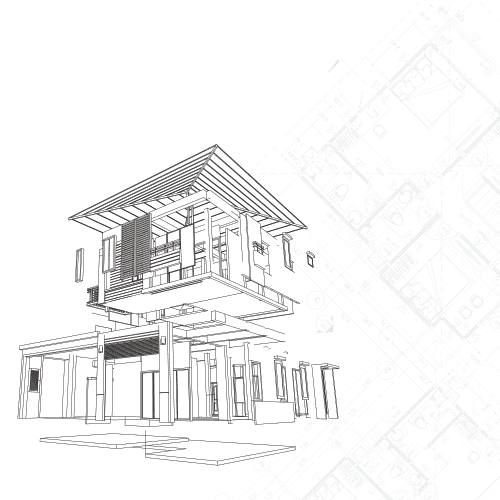 Detailed architectural blueprint of a contemporary house with innovative structure and eco-friendly features.