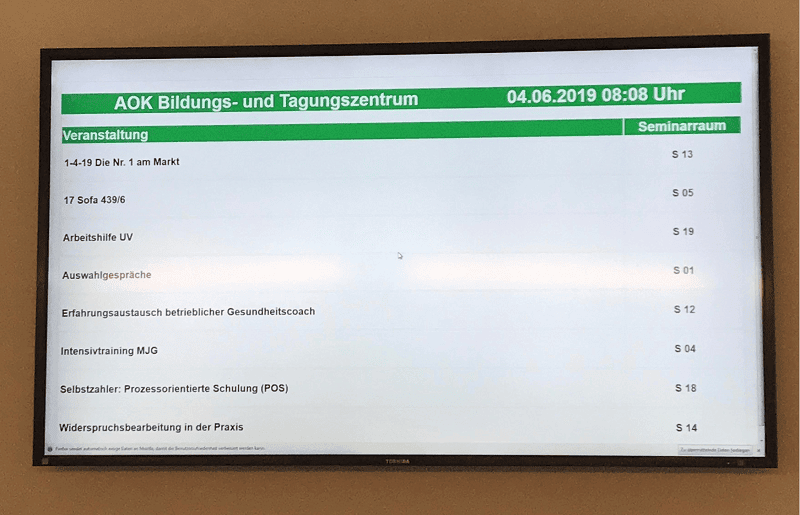 AOK Bildungszentrum: Einsatz ANTRAGO infotafel