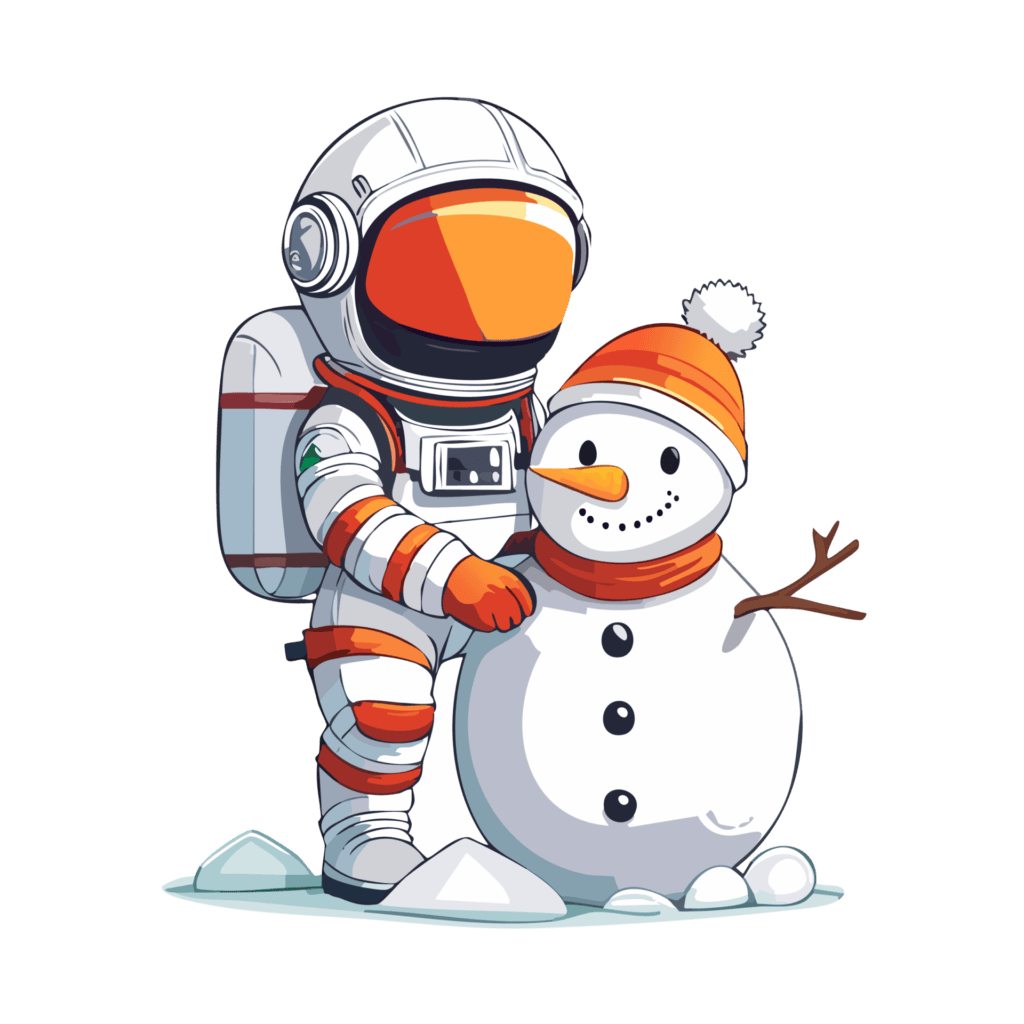 Astronaut baut Schneemann