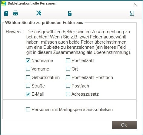 ANTRAGO Fenster Dublettenkontrolle Personen