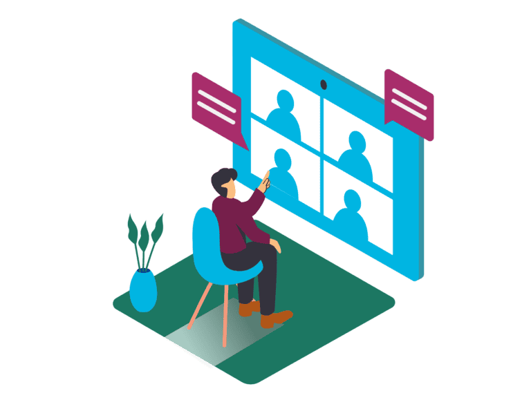 Online team meeting Isometric