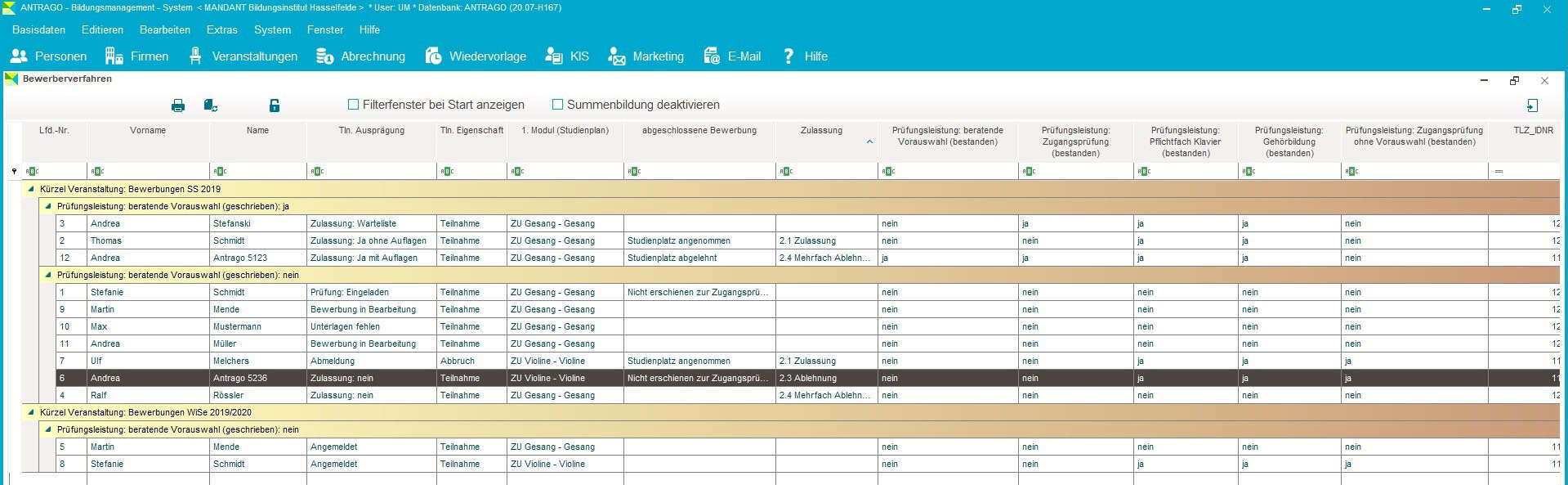 Variable Liste Bewerberverfahren