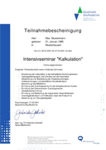Zertifikat Bayerische BauAkademie