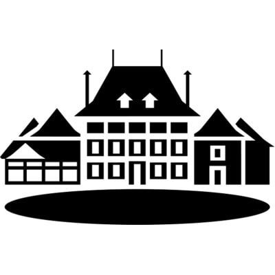 Schwarz-weiß Illustration des Studienzentrums Gerzensee.