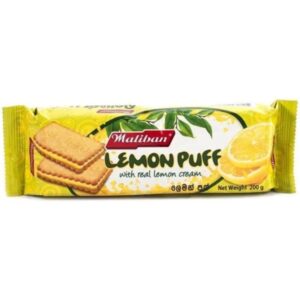 MALIBAN Zitronen-Puff Kekse mit Zitronencreme, asiatischer Snack, 200g.