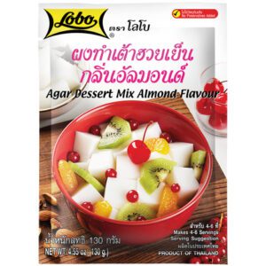 Asiatischer Lebensmittelladen mit Agar Dessertmischung Mandelgeschmack.
