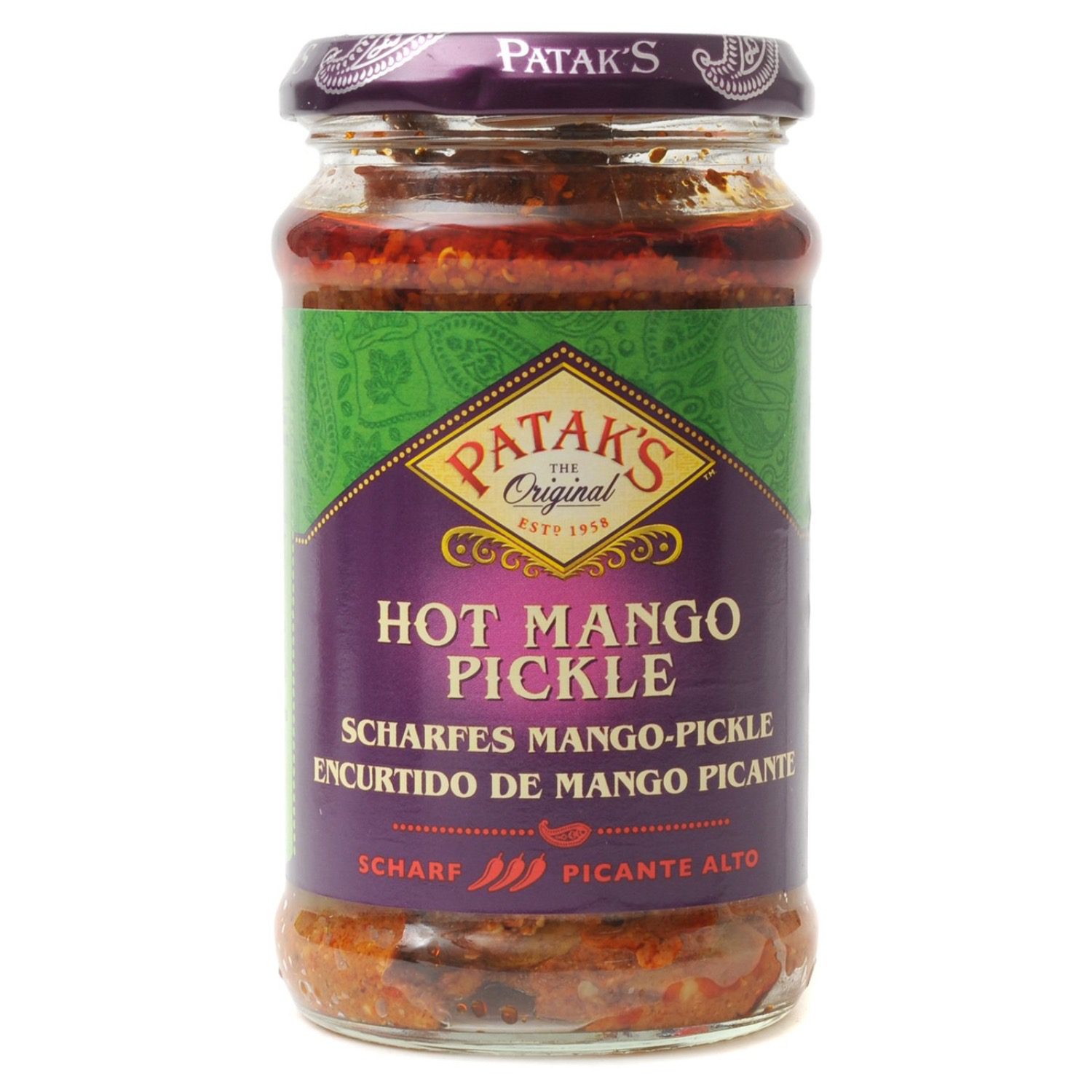 Asiatischer Hot Mango Pickle im Glas, asiatische Lebensmittel Online-Shop.