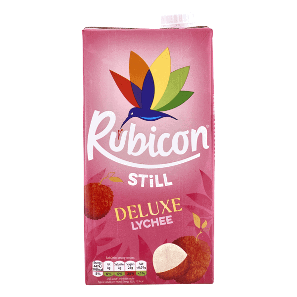 RUBICON Lychee Saft in pinker Verpackung, asiatischer Lebensmittel Online-Shop.