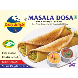 Asiatischer Lebensmittel Online-Shop, Masala Dosa mit Chutney und Sambar.