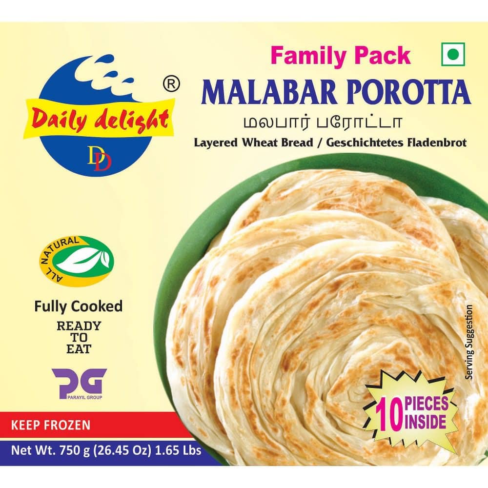 Asiatischer Lebensmittel Online-Shop, Malabar Parotta Familienpaket, gefroren, 10 Stück.
