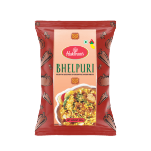 Asiatische Lebensmittel Online-Shop, Bhel Puri Snack in Verpackung.