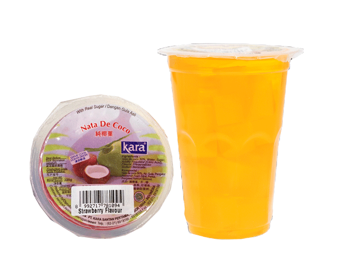 Nata De Coco Mango in transparent Becher, asiatischer Lebensmittel Online-Shop.
