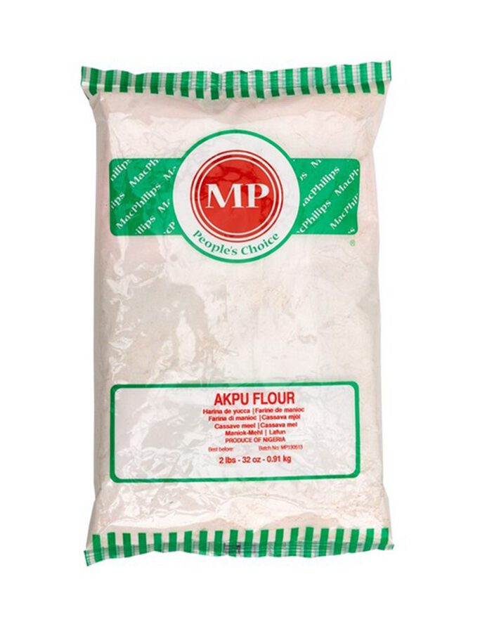 Asiatischer Lebensmittel Online-Shop, Akpu Mehl in Verpackung.