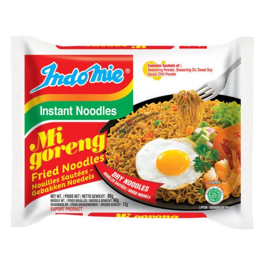 Asiatischer Instant Nudelbeutel mit Ei und Gemüse, asiatische Lebensmittel Online-Shop.