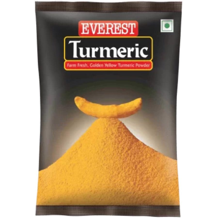 Asiatischer Lebensmittelladen - Kurkumapulver 100g, goldgelbe Gewürzpackung.