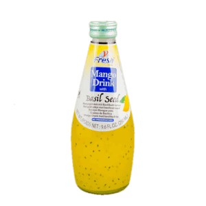 VFresh Mangosaft mit Basilikumsamen, asiatischer Lebensmittelladen, 290ml Flasche.