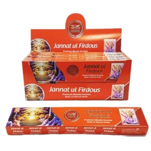 Asiatische Lebensmittel Online-Shop, Räucherstäbchen Jannat ul Firdous, natürliche Gewürzduft.