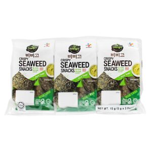 Asiatischer Lebensmittelladen - Seetang Snacks mit Wasabi-Geschmack, 3x5g Packungen.