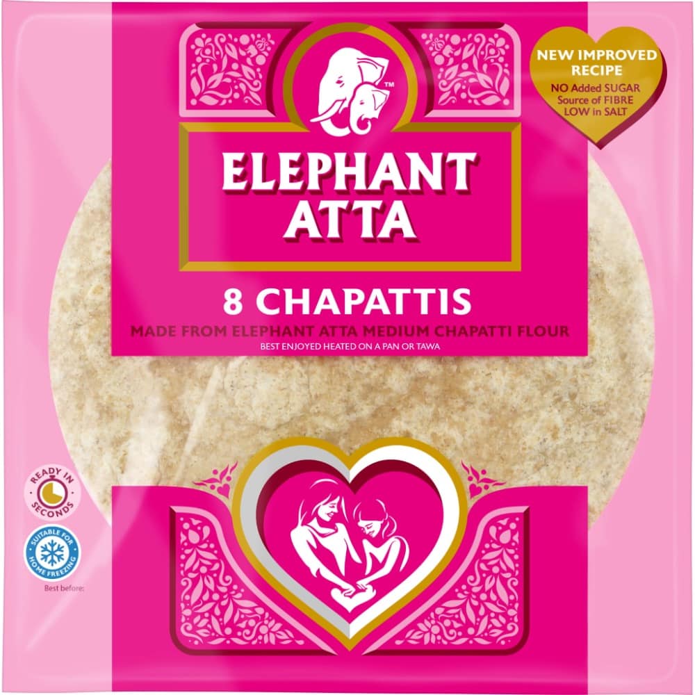 Asiatischer Lebensmittelladen - Elephant Atta, 8 Chapattis, Mehl, indisches Fladenbrot.
