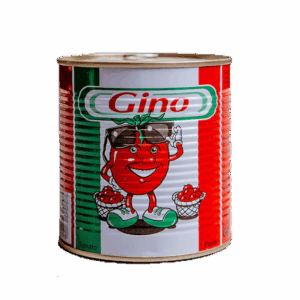 Asiatischer Tomatenmark GINO, 400g, mit Cartoon-Tomate, asiatische Lebensmittel.