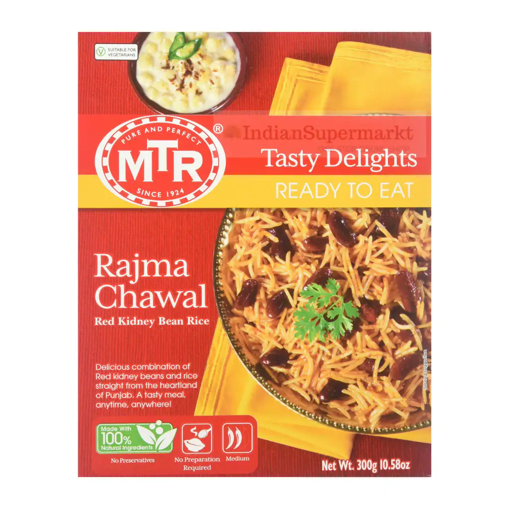 Asiatischer Lebensmittelladen, Rajma Chawal Packung, indisches Gericht.