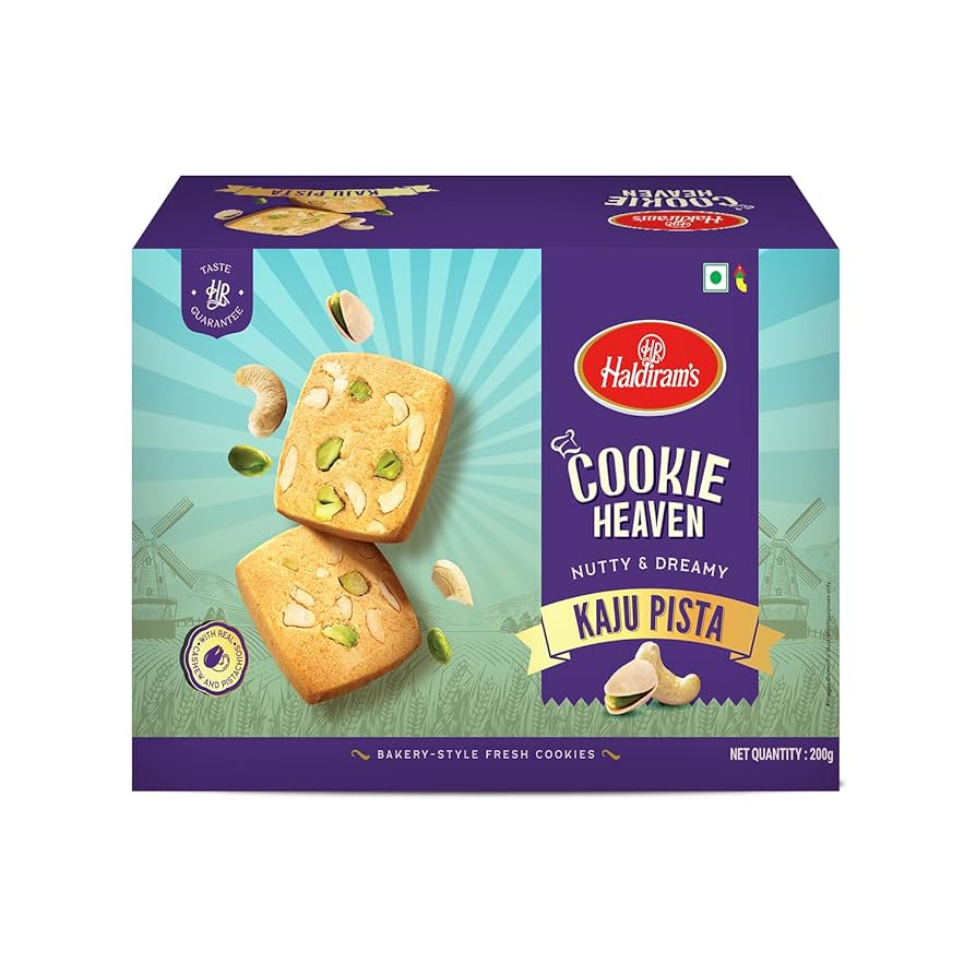 Asiatische Lebensmittel Online-Shop, Haldiram's Cookies Heaven Kaju Pista Verpackung.