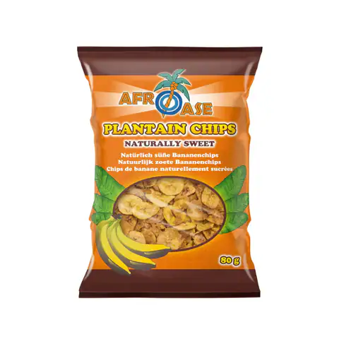 Asiatische Lebensmittel Online-Shop, Plantain Chips, Süß, 80g, tropisch, Snack.