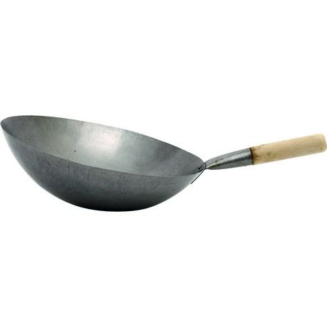 Asiatischer Wok mit flachem Boden, ideal für asiatische Küche, 13 Zoll, langlebig und robust.