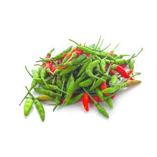 Frische grüne und rote Chilis für asiatische Gerichte im Online-Shop.