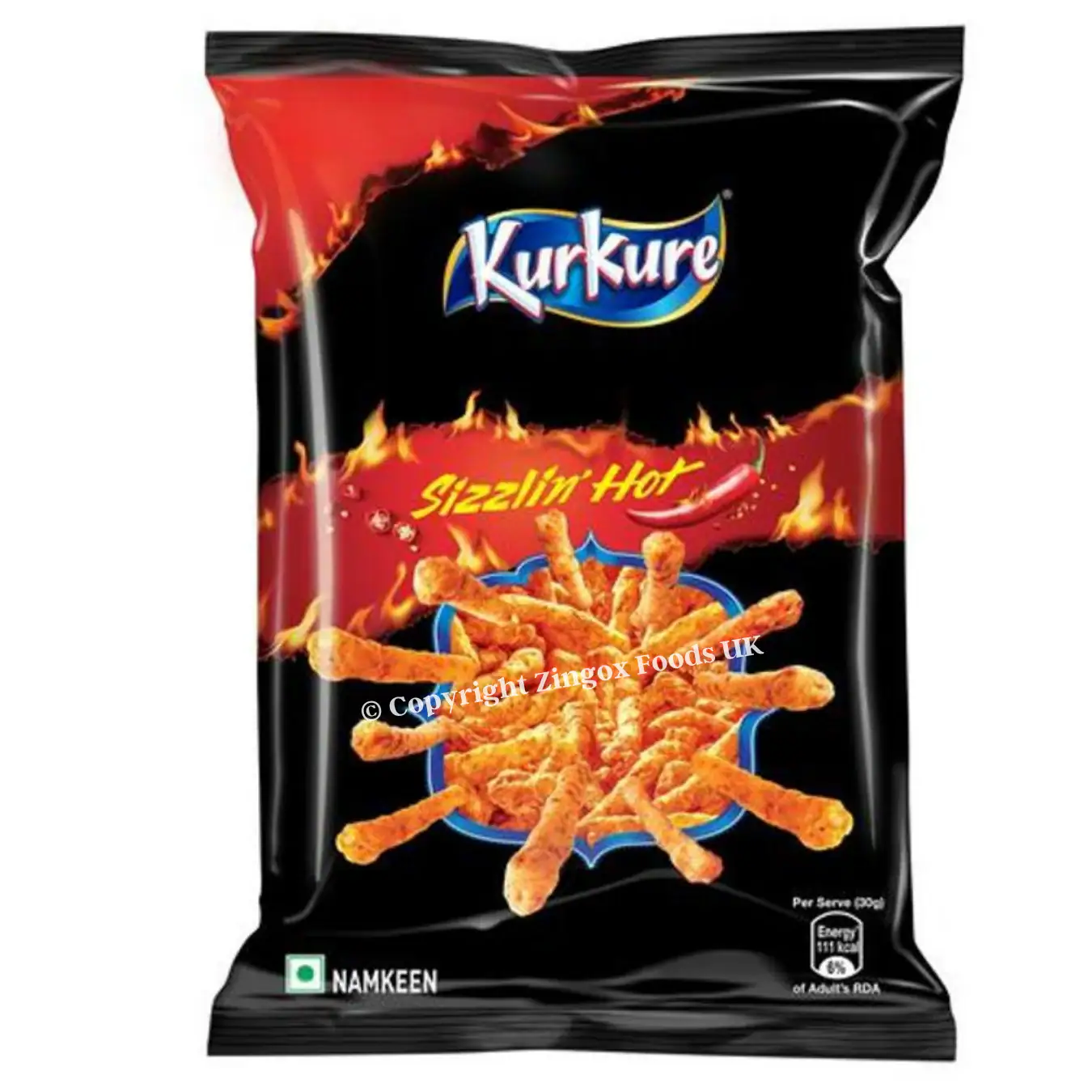 Asiatische Lebensmittel Online-Shop, Kurkure Sizzlin Hot Snack, scharf und würzig.