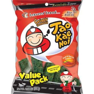 Reis- und Seetang-Snack, scharf gewürzt, 59g, asiatische Lebensmittel.