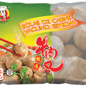 Asiatische Fleischbällchen im vakuumverpackten Beutel.