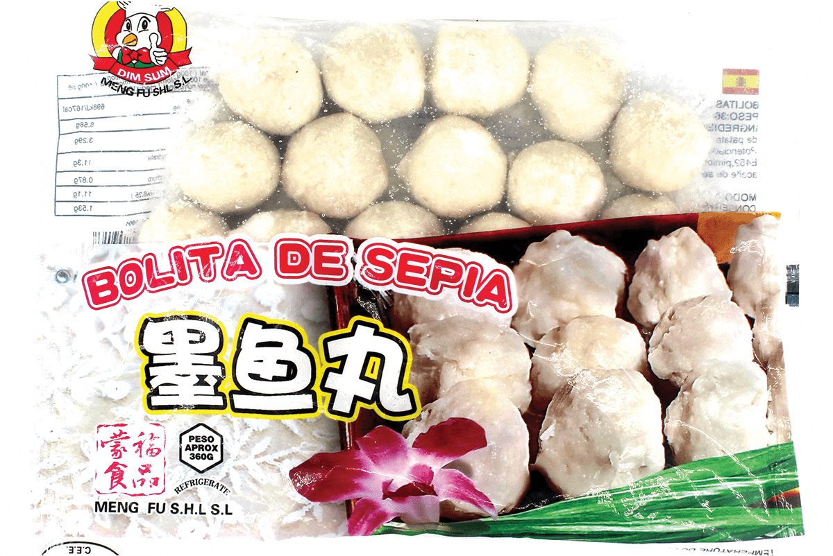 Asiatische Lebensmittel Online-Shop, Bolita de Sepia, Meeresfrüchte.