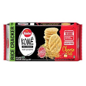 Asiatische Reiskräcker mit Käsegeschmack, glutenfrei, ohne Zucker.