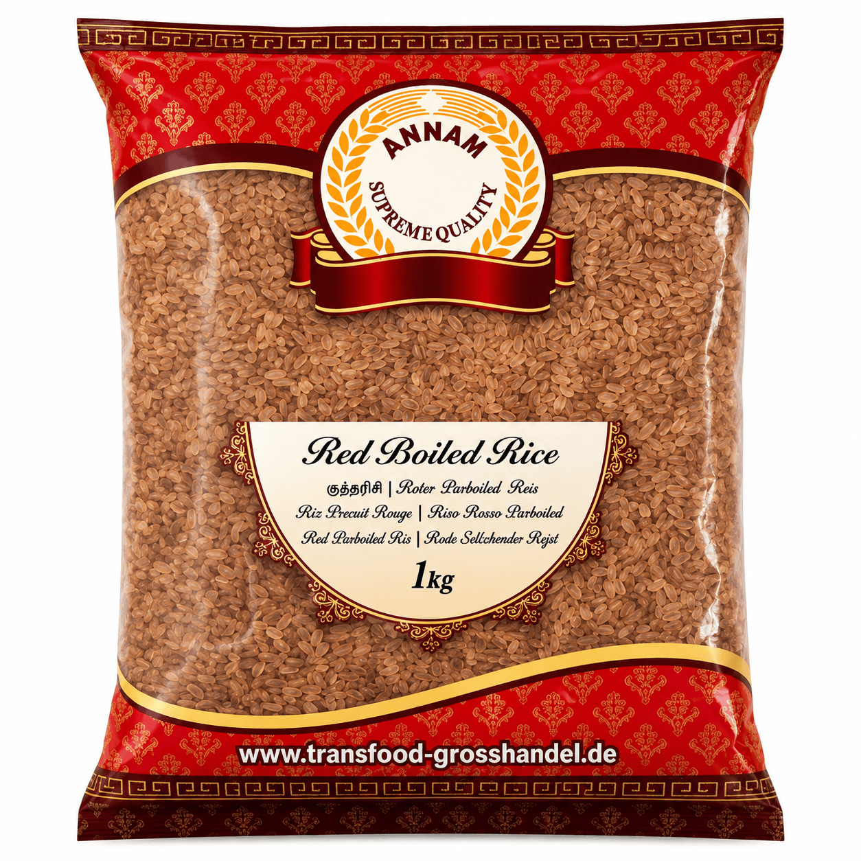 Asiatischer Lebensmittel Online-Shop, roter Parboiled-Reis, 1kg.