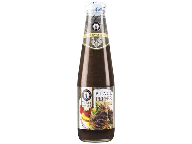 Asiatische Sojasauce mit schwarzem Pfeffer für asiatische Gerichte.